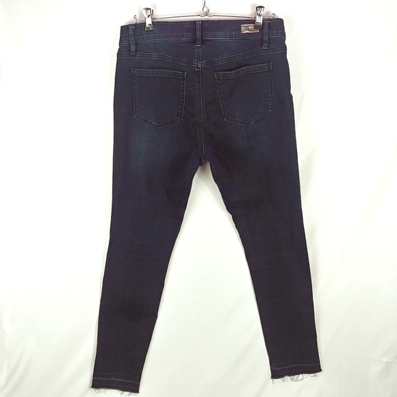 Juicey Couture Co Skinny Jeans Women 10 Dark Wash Velvet Tuxedo Stripe Raw Hem - Picture 6 of 7